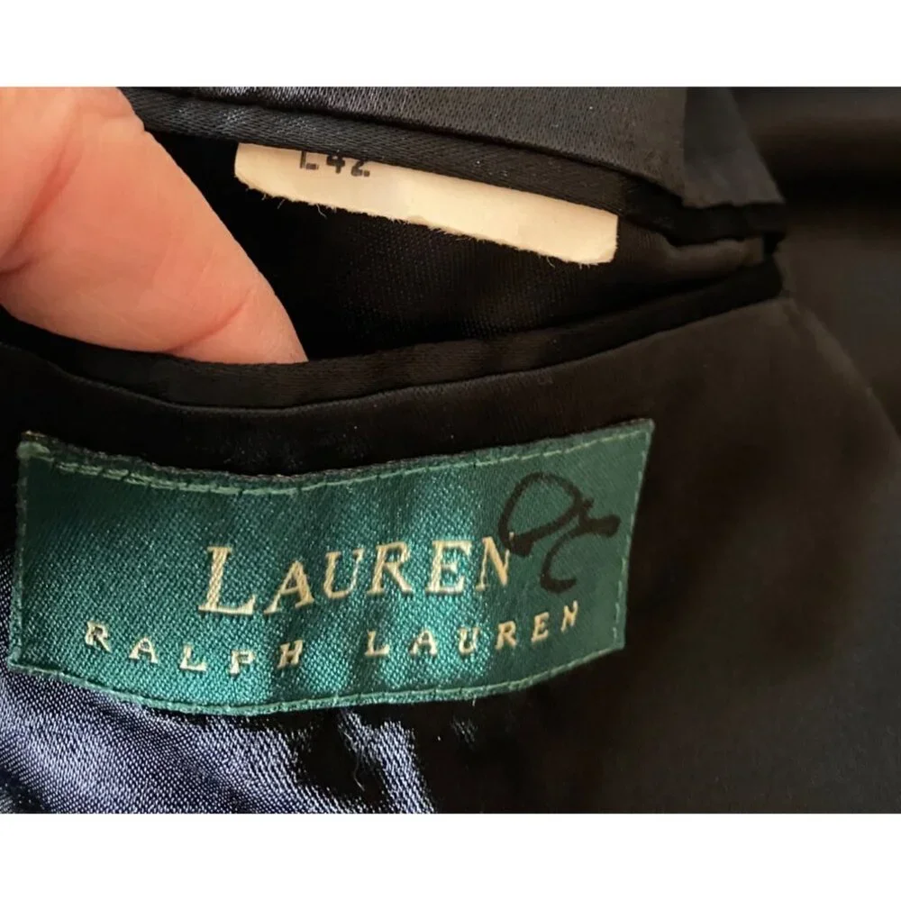 Lauren Ralph Lauren Black Wool Double-Breasted Overcoat Size 42 Long - Picture 5 of 15